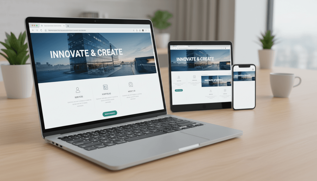 AI-powered website displayed on laptop screen with professional design